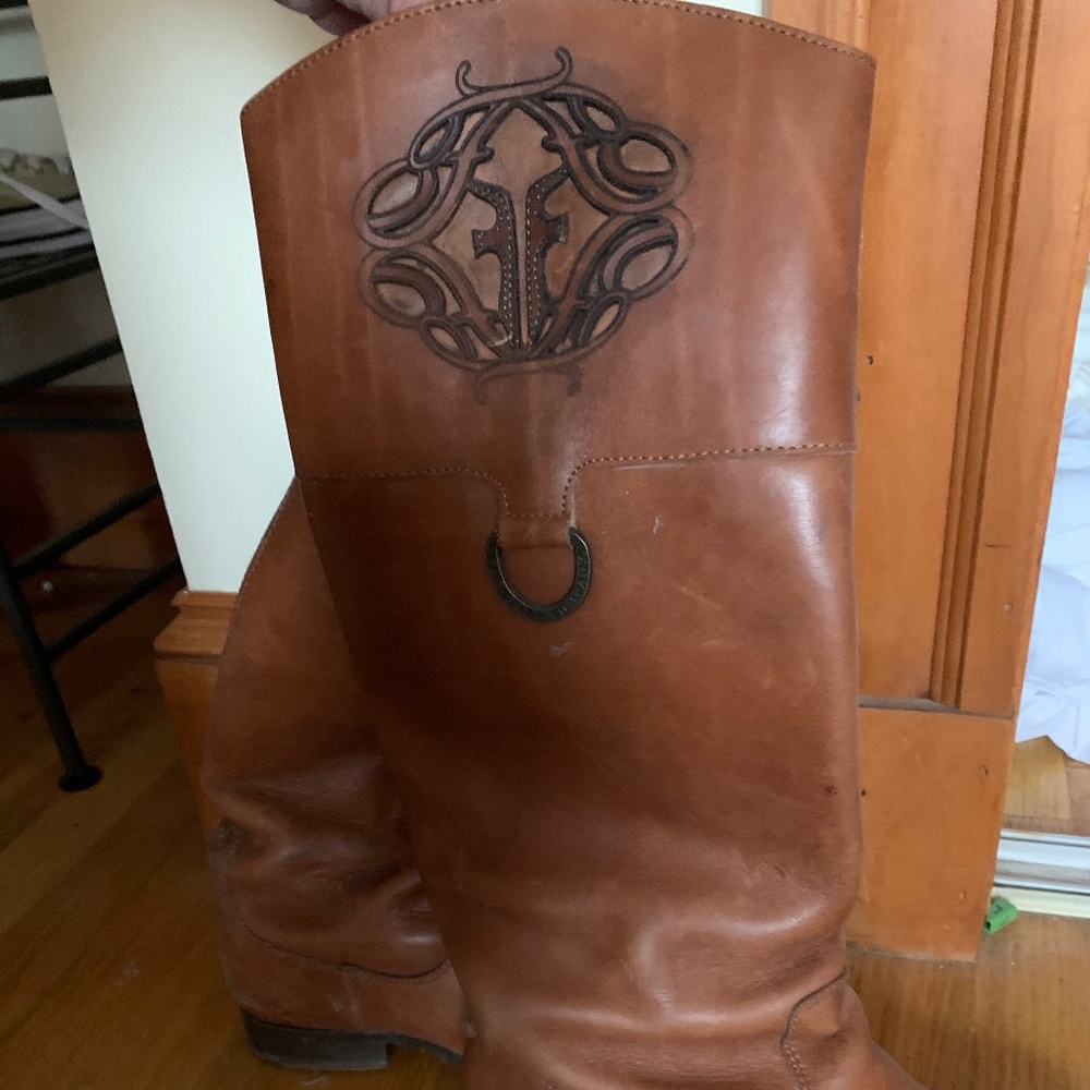 Frye Melissa Logo Cognac Boots 8